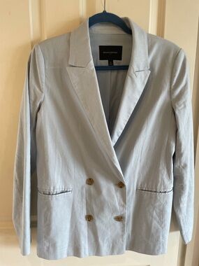 Banana Republic Light Blue Linen Double-Breasted Blazer